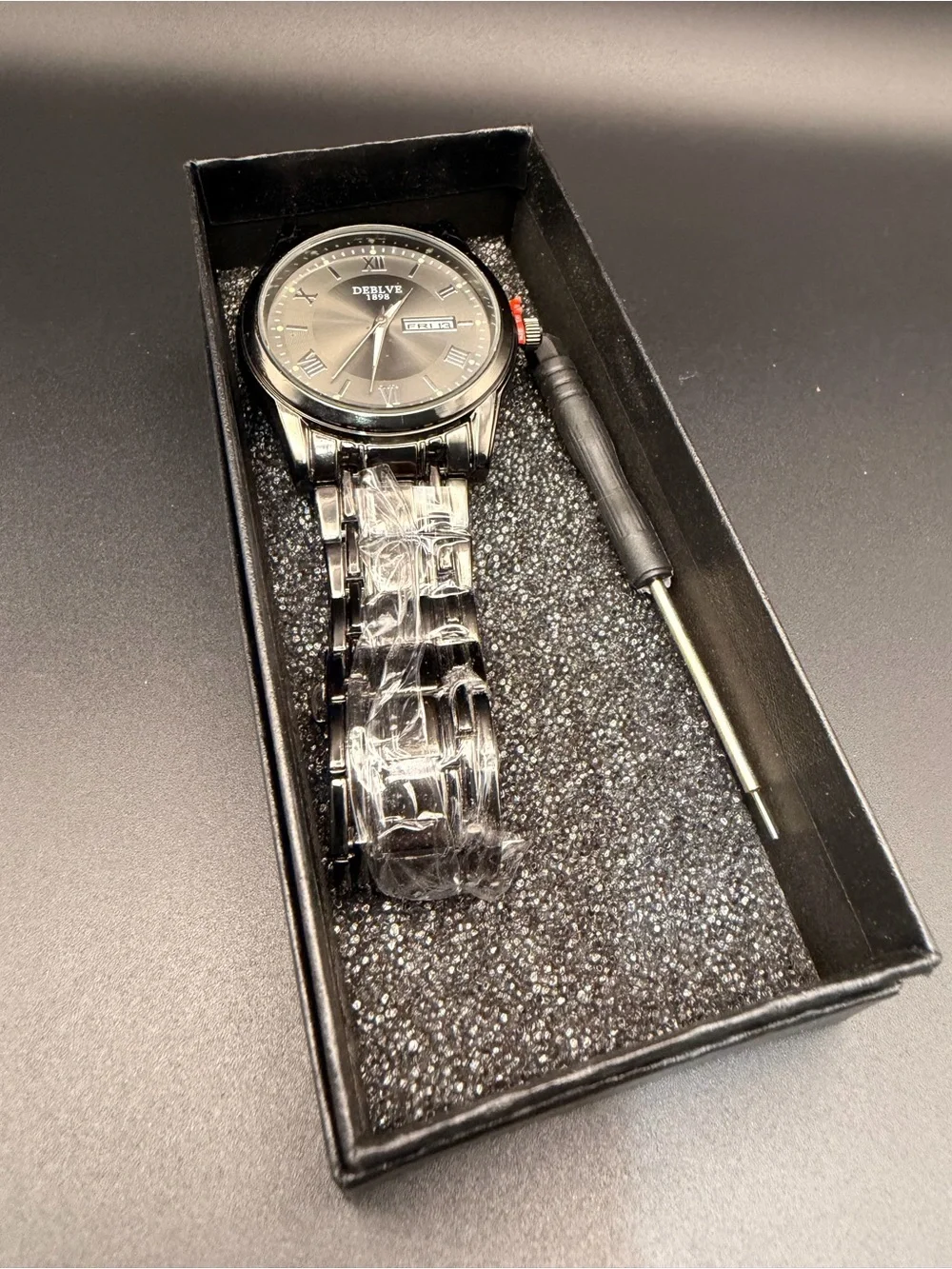 DEBLVE 1898 Men’s Mechanical Watch – Black Stainless Steel